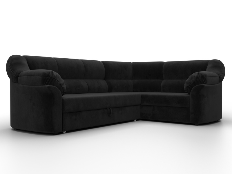 Диван угловой Карнелла правый угол, Велюр, SEVEN 35 черный