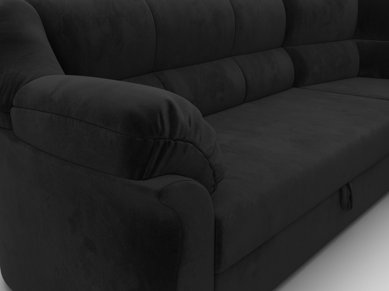 Диван угловой Карнелла правый угол, Велюр, SEVEN 35 черный