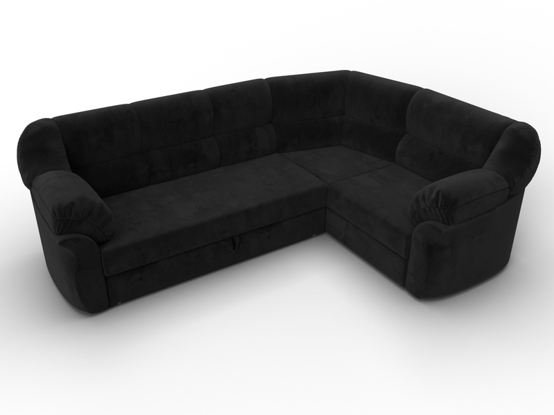 Диван угловой Карнелла правый угол, Велюр, SEVEN 35 черный