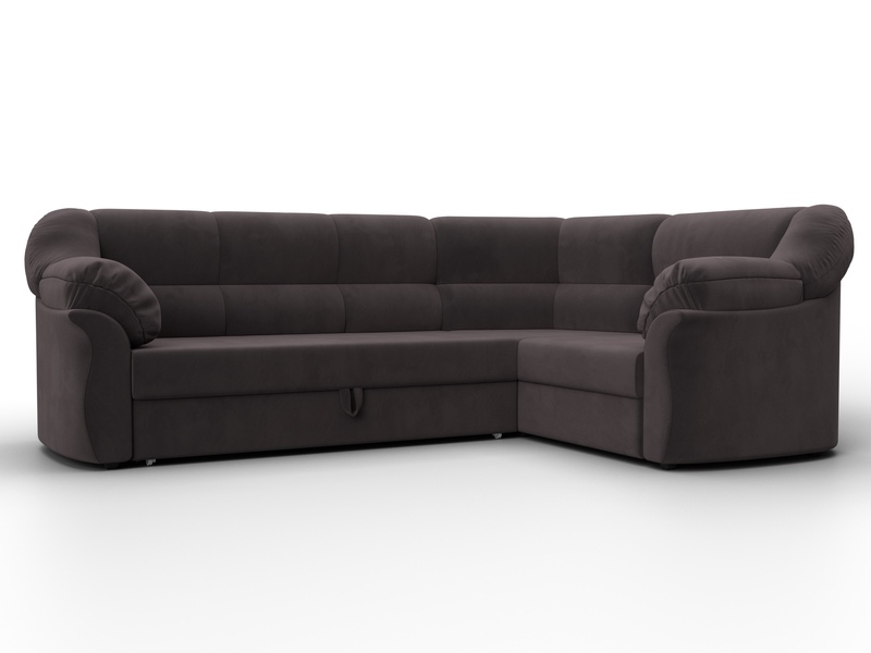 Диван угловой Карнелла правый угол, Велюр, SEVEN 727 коричневый