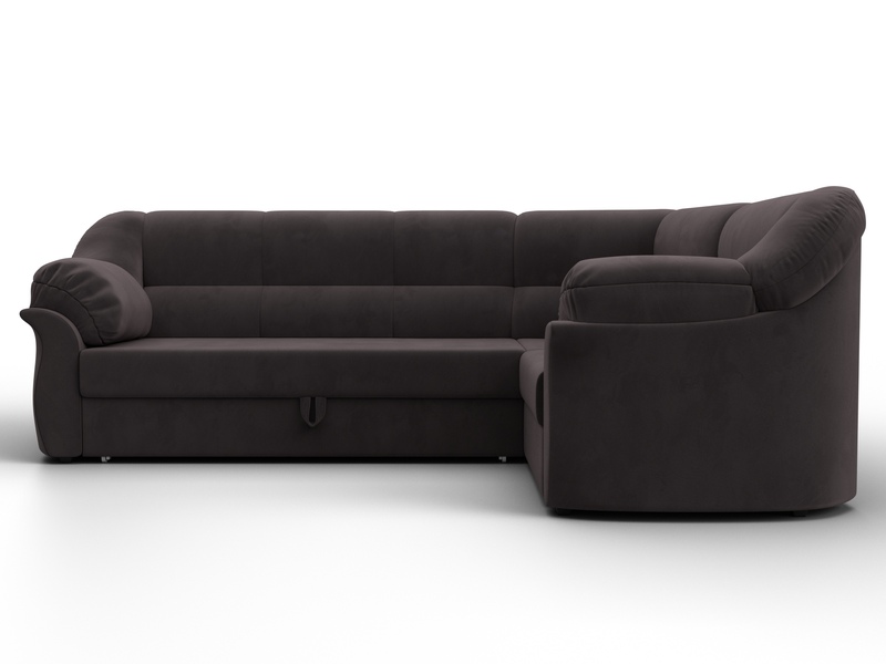 Диван угловой Карнелла правый угол, Велюр, SEVEN 727 коричневый