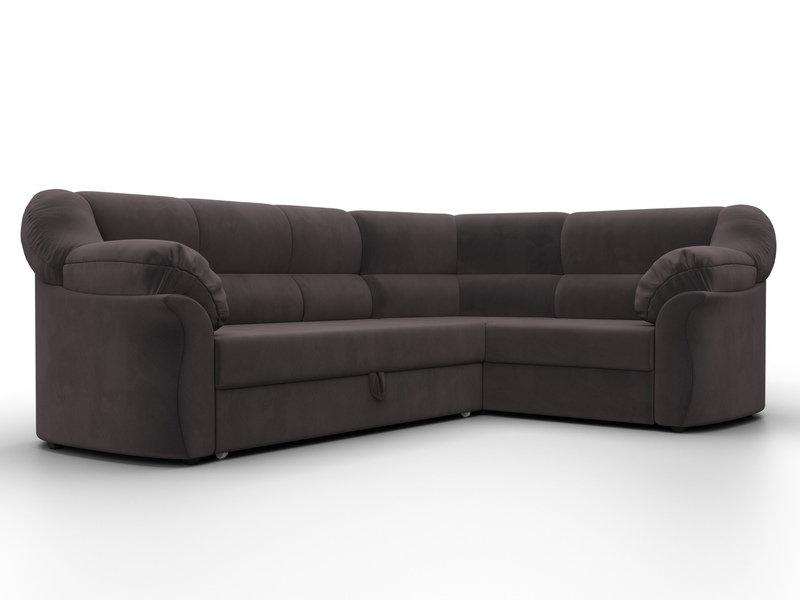 Диван угловой Карнелла правый угол, Велюр, SEVEN 727 коричневый