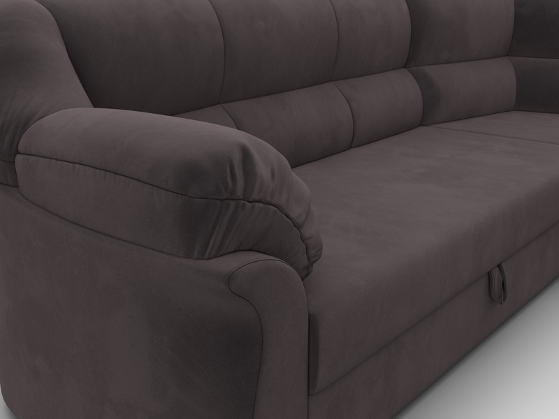 Диван угловой Карнелла правый угол, Велюр, SEVEN 727 коричневый