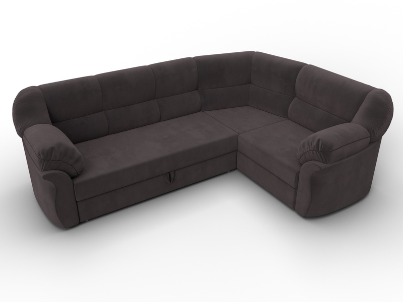Диван угловой Карнелла правый угол, Велюр, SEVEN 727 коричневый