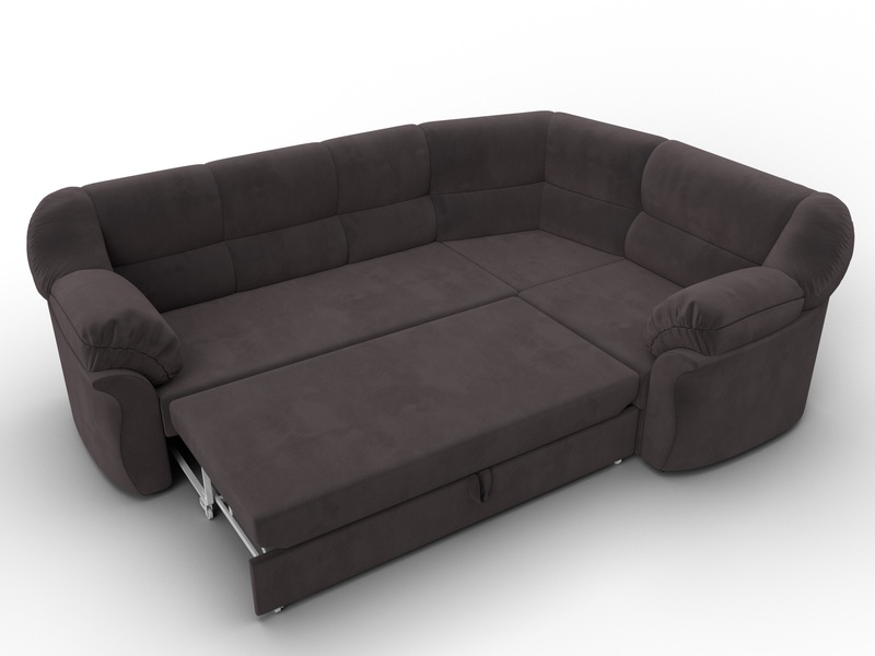 Диван угловой Карнелла правый угол, Велюр, SEVEN 727 коричневый