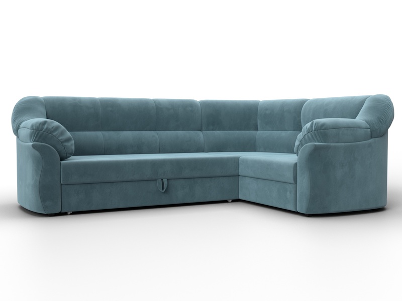 Диван угловой Карнелла правый угол, Велюр, SEVEN 113 бирюзовый