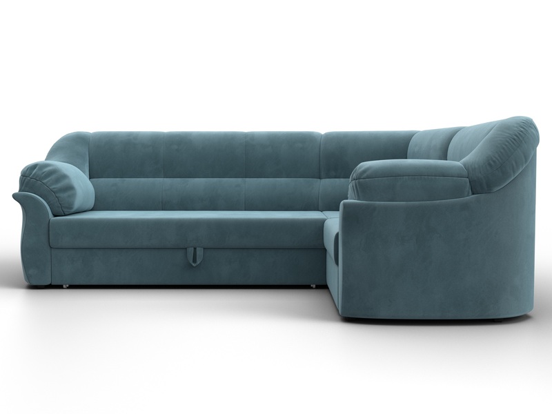 Диван угловой Карнелла правый угол, Велюр, SEVEN 113 бирюзовый