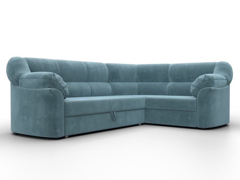 Диван угловой Карнелла правый угол, Велюр, SEVEN 113 бирюзовый