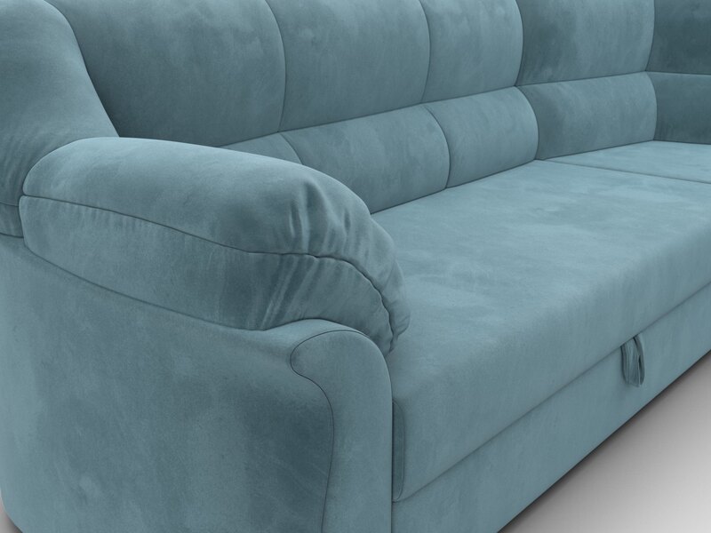 Диван угловой Карнелла правый угол, Велюр, SEVEN 113 бирюзовый