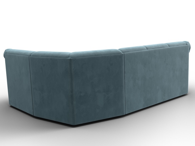 Диван угловой Карнелла правый угол, Велюр, SEVEN 113 бирюзовый