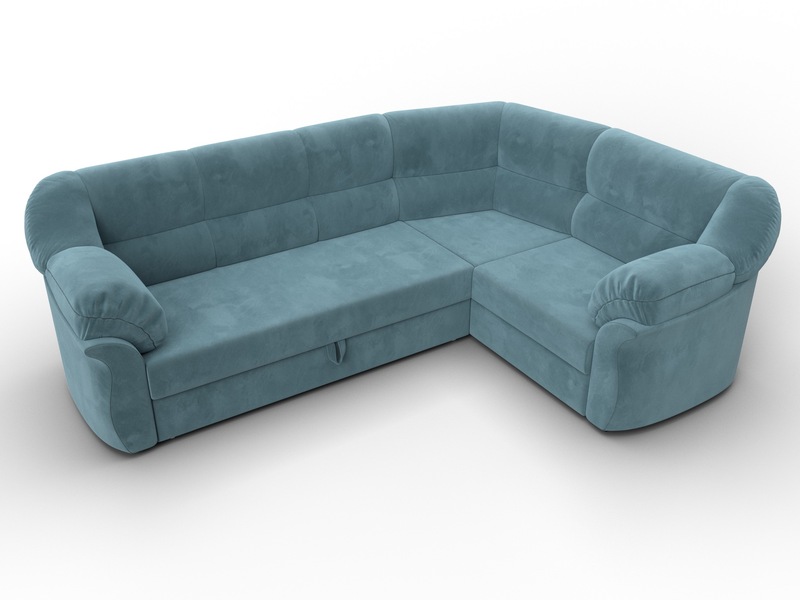 Диван угловой Карнелла правый угол, Велюр, SEVEN 113 бирюзовый