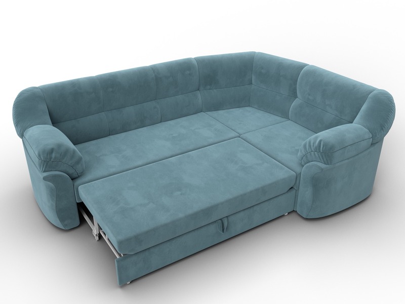 Диван угловой Карнелла правый угол, Велюр, SEVEN 113 бирюзовый