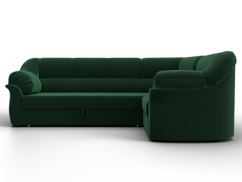 Диван угловой Карнелла правый угол, Велюр, SEVEN 626 зеленый