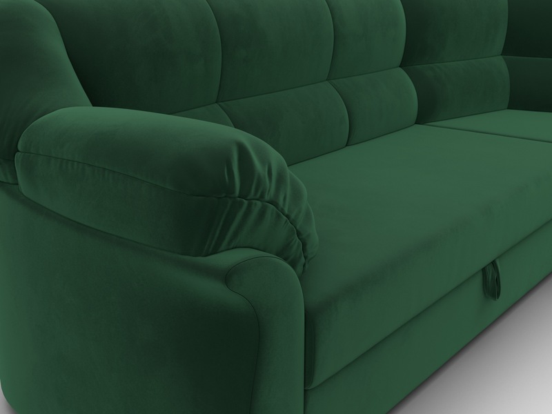 Диван угловой Карнелла правый угол, Велюр, SEVEN 626 зеленый