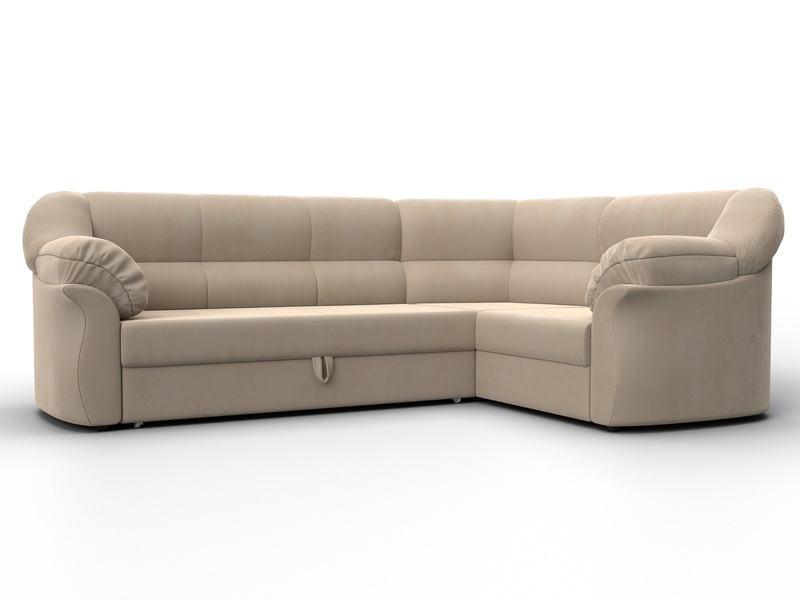 Диван угловой Карнелла правый угол, Велюр, SEVEN 729 бежевый