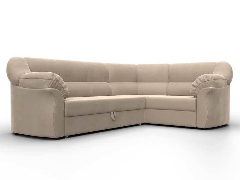 Диван угловой Карнелла правый угол, Велюр, SEVEN 729 бежевый