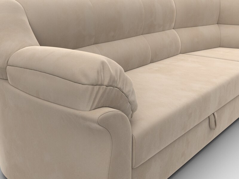 Диван угловой Карнелла правый угол, Велюр, SEVEN 729 бежевый