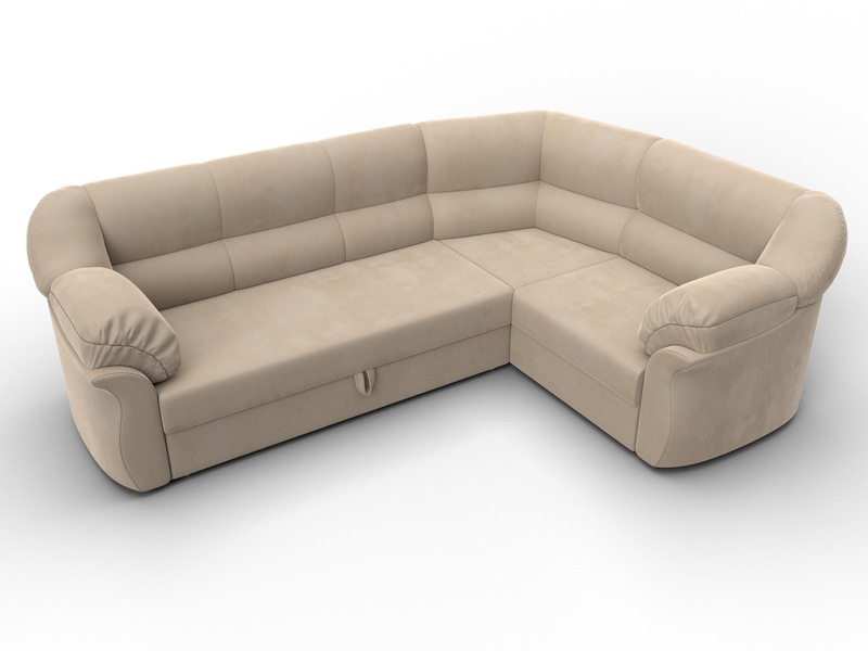 Диван угловой Карнелла правый угол, Велюр, SEVEN 729 бежевый