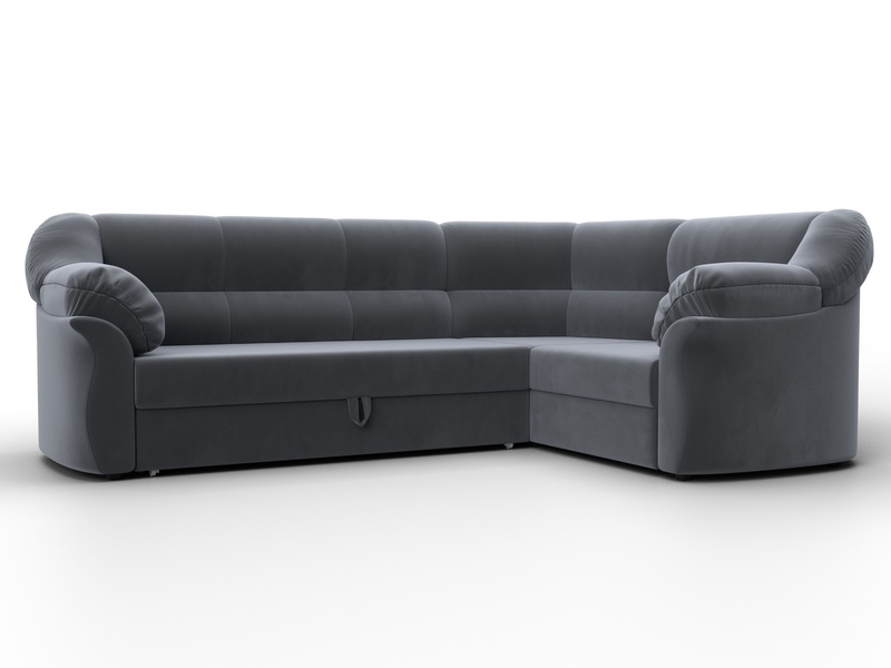 Диван угловой Карнелла правый угол, Велюр, SEVEN 17 серый