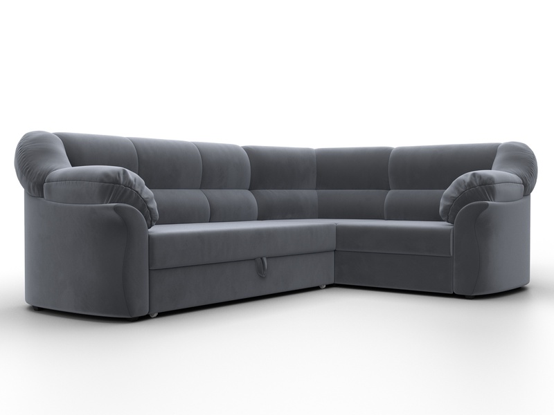 Диван угловой Карнелла правый угол, Велюр, SEVEN 17 серый