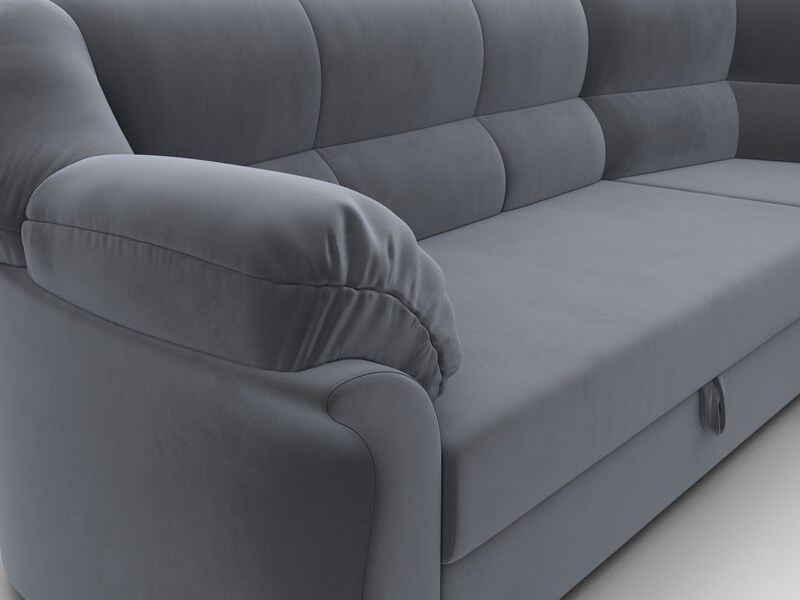 Диван угловой Карнелла правый угол, Велюр, SEVEN 17 серый