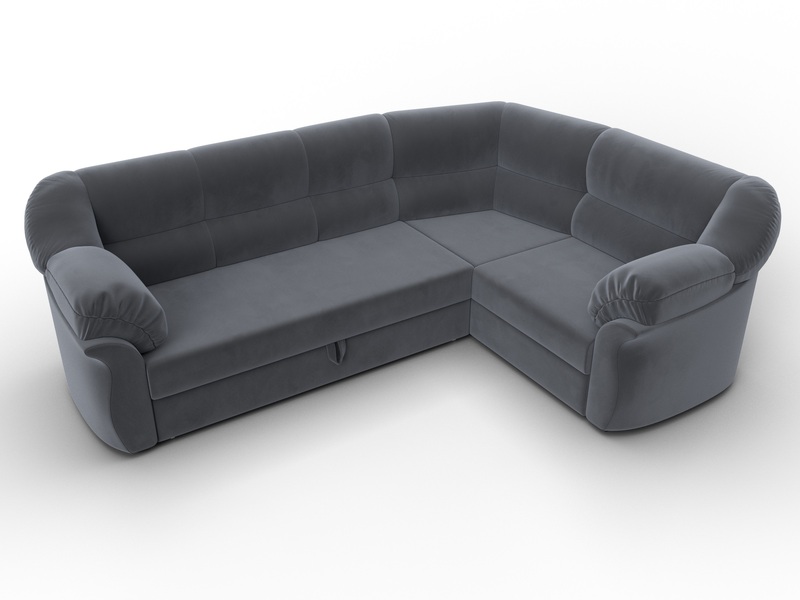 Диван угловой Карнелла правый угол, Велюр, SEVEN 17 серый