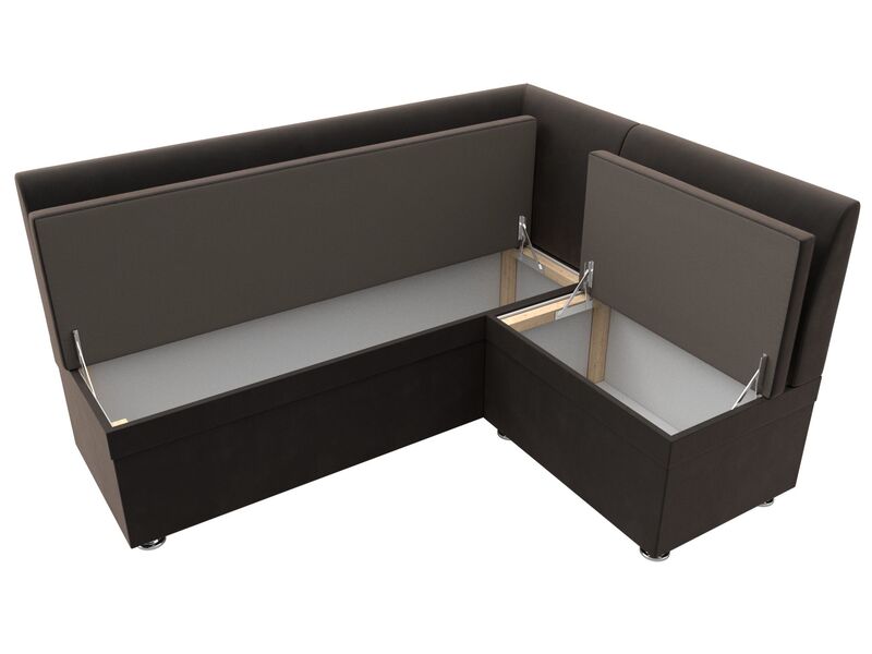 Диван кухонный угловой Уют правый угол, Велюр, SEVEN 727 коричневый