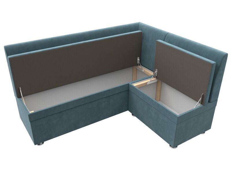 Диван кухонный угловой Уют правый угол, Велюр, SEVEN 113 бирюзовый