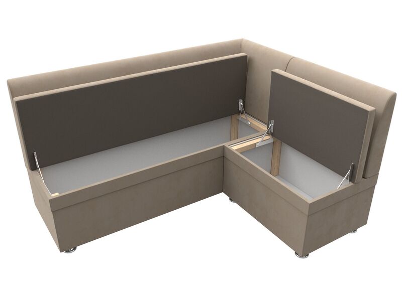 Диван кухонный угловой Уют правый угол, Велюр, SEVEN 729 бежевый