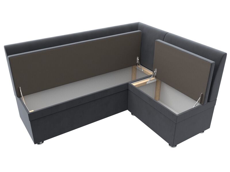 Диван кухонный угловой Уют правый угол, Велюр, SEVEN 17 серый