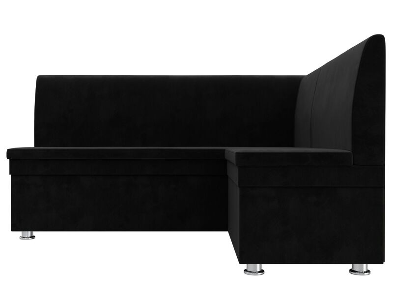 Диван кухонный угловой Уют правый угол, Велюр, SEVEN 35 черный