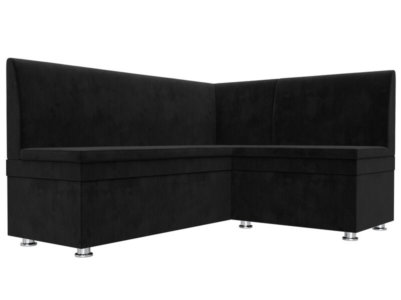 Диван кухонный угловой Уют правый угол, Велюр, SEVEN 35 черный