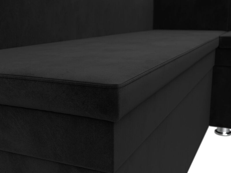 Диван кухонный угловой Уют правый угол, Велюр, SEVEN 35 черный