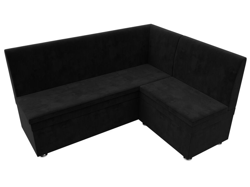 Диван кухонный угловой Уют правый угол, Велюр, SEVEN 35 черный