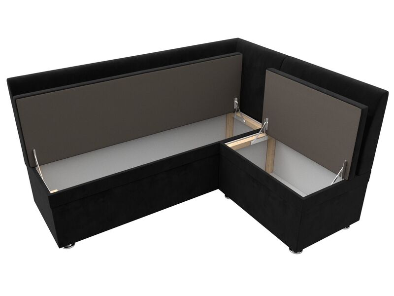 Диван кухонный угловой Уют правый угол, Велюр, SEVEN 35 черный