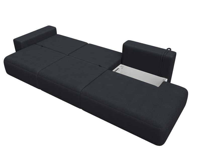 Диван прямой Лига-036 НПБ Модерн Лонг подлокотник слева, Замша, JOLY 16 темно-серый