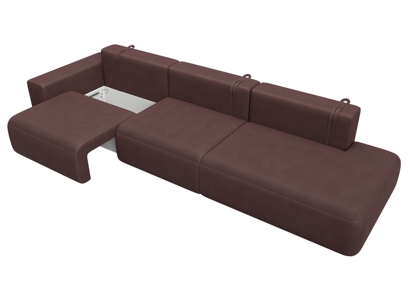 Диван прямой Лига-036 НПБ Модерн Лонг подлокотник слева, Замша, JOLY 09 бордовый