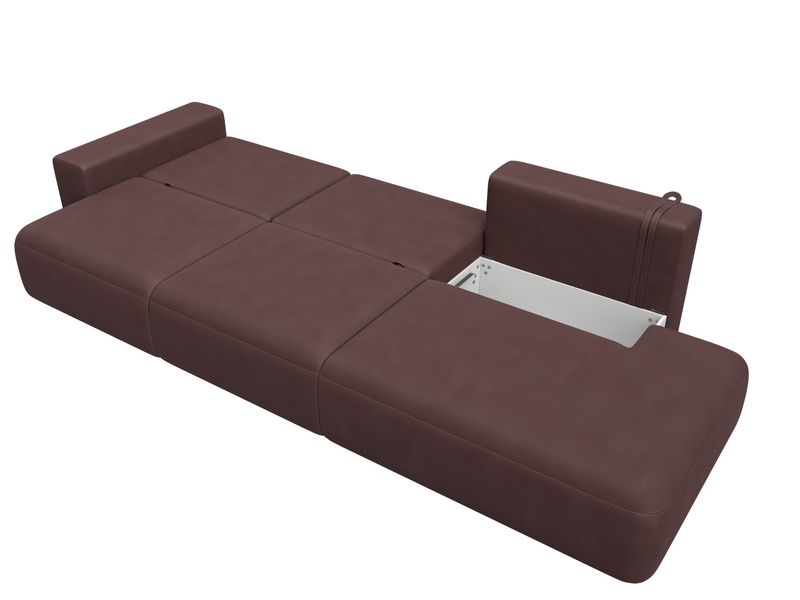 Диван прямой Лига-036 НПБ Модерн Лонг подлокотник слева, Замша, JOLY 09 бордовый