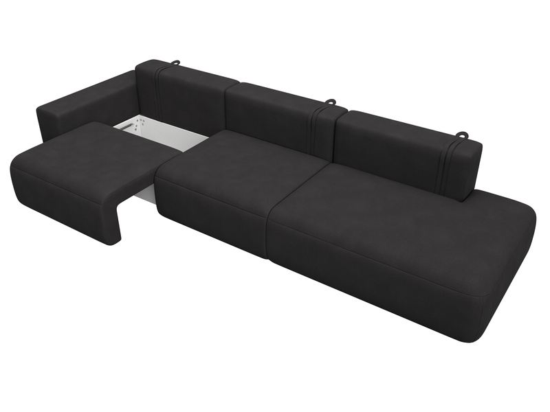 Диван прямой Лига-036 НПБ Модерн Лонг подлокотник слева, Замша, JOLY 08 коричневый