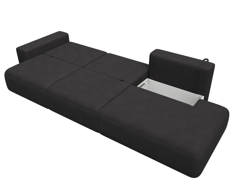 Диван прямой Лига-036 НПБ Модерн Лонг подлокотник слева, Замша, JOLY 08 коричневый