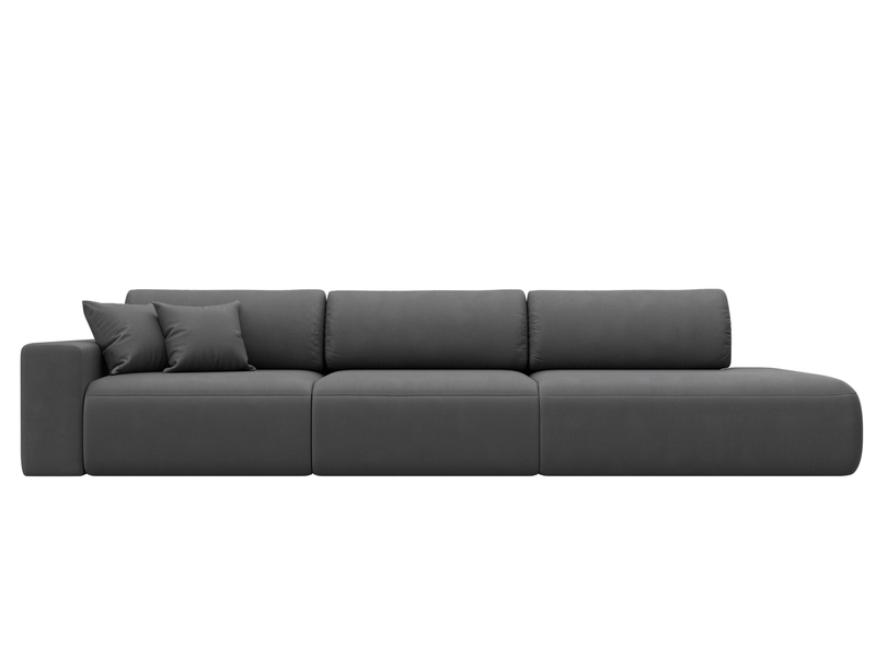 Диван прямой Лига-036 НПБ Модерн Лонг подлокотник слева, Замша, JOLY 13 серый