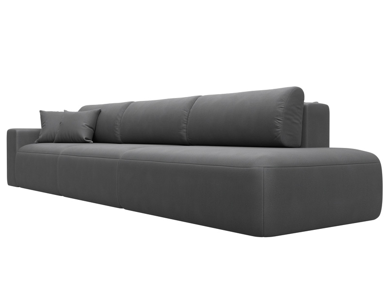 Диван прямой Лига-036 НПБ Модерн Лонг подлокотник слева, Замша, JOLY 13 серый