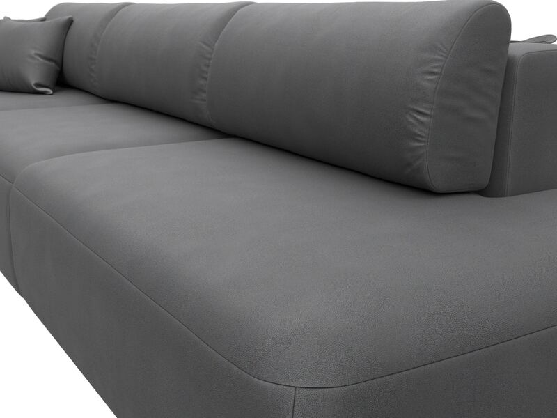 Диван прямой Лига-036 НПБ Модерн Лонг подлокотник слева, Замша, JOLY 13 серый