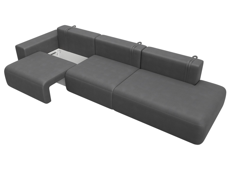 Диван прямой Лига-036 НПБ Модерн Лонг подлокотник слева, Замша, JOLY 13 серый