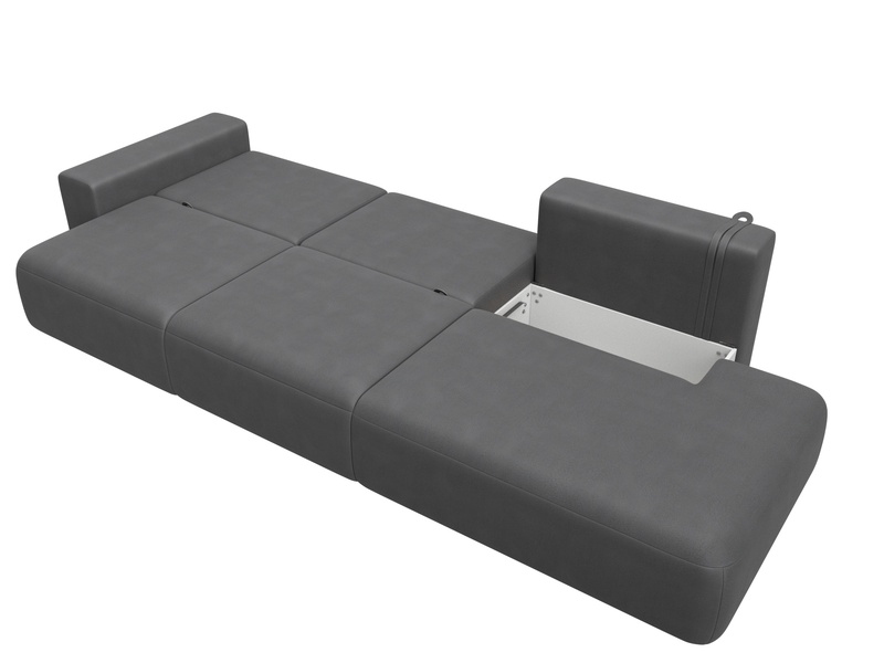 Диван прямой Лига-036 НПБ Модерн Лонг подлокотник слева, Замша, JOLY 13 серый