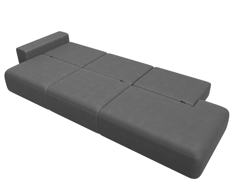 Диван прямой Лига-036 НПБ Модерн Лонг подлокотник слева, Замша, JOLY 13 серый