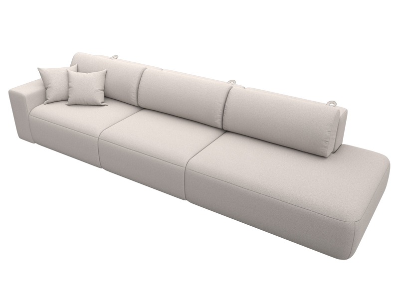 Диван прямой Лига-036 НПБ Модерн Лонг подлокотник слева, Замша, JOLY 05 бежевый