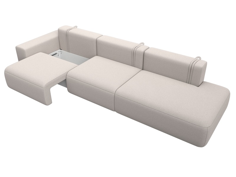 Диван прямой Лига-036 НПБ Модерн Лонг подлокотник слева, Замша, JOLY 05 бежевый