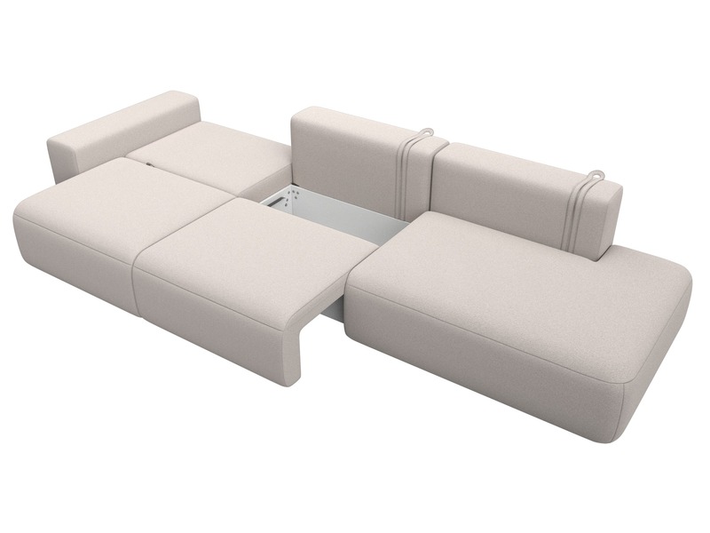 Диван прямой Лига-036 НПБ Модерн Лонг подлокотник слева, Замша, JOLY 05 бежевый