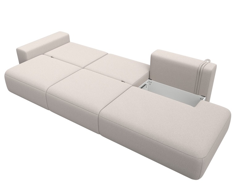 Диван прямой Лига-036 НПБ Модерн Лонг подлокотник слева, Замша, JOLY 05 бежевый